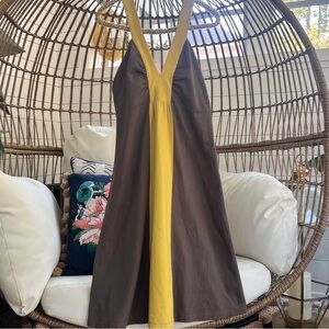 Patagonia Brown Yellow Color block Fall Activewear Athleisure  Dress Medium
